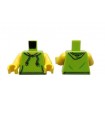 Lime Torso Hoodie with White Drawstrings, Silver Adjusters and Kangaroo Pockets Pattern / Yellow Arms / Yellow Hands