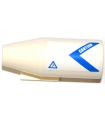 White Engine, Smooth Large, 2 x 2 Thin Top Plate w/ Blue V-Shaped, CAUTION and Electricity Danger Sign, Right
