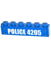 Blue Brick 1 x 6 with 'POLICE 4205' Pattern (Sticker) - Set 4205