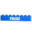 Blue Brick 1 x 8 with White 'POLICE' Bold Narrow Font on Blue Background Pattern (Sticker) - Set 4439