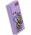 Lavender Tile 1 x 2 with Groove with Bee with Hearts and 'LET'S BEE FRIENDS' Pattern