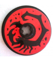 Black Technic, Disk 3 x 3 with Black Scorpion on Red Background Pattern (Sticker) - Set 70589