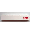 White Brick 1 x 8 with Train Logo Red Pattern Right (Sticker) - Set 60051