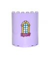 Lavender Cylinder Half 3 x 6 x 6 with 1 x 2 Cutout with Curved Lattice Window with Keystone and Pink Roses (Sticker)
