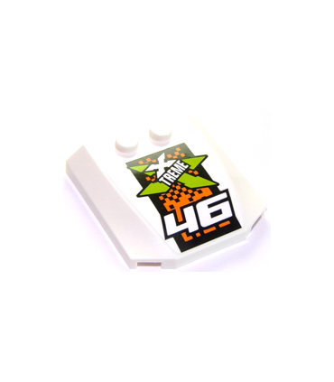 White Wedge 4 x 4 x 2/3 Triple Curved with '46' and Xtreme Logo Pattern (Sticker) - Set 60146