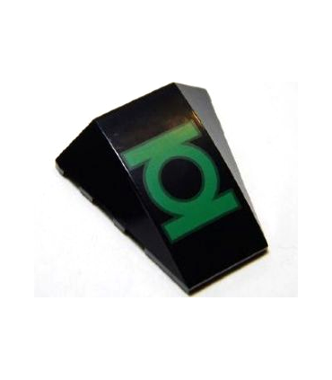 Black Wedge 4 x 4 No Top Studs with Green Lantern Logo Pattern
