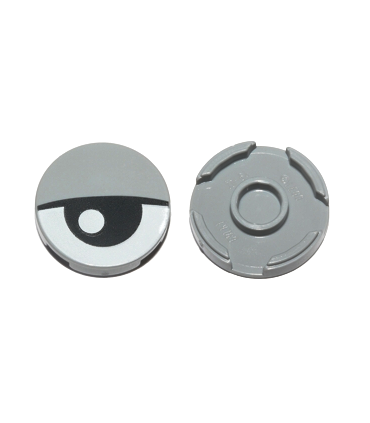 Light Bluish Gray Tile, Round 2 x 2 with Bottom Stud Holder with Eye and Eyelid Pattern
