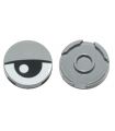 Light Bluish Gray Tile, Round 2 x 2 with Bottom Stud Holder with Eye and Eyelid Pattern