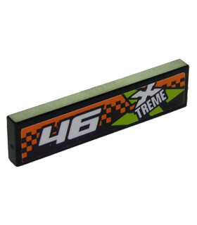 Black Tile 1 x 4 with '46' and Xtreme Logo Pattern Model Left (Sticker) - Set 60146