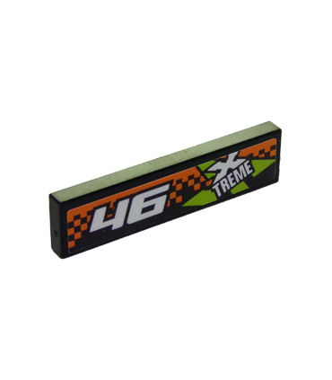 Black Tile 1 x 4 with '46' and Xtreme Logo Pattern Model Left (Sticker) - Set 60146