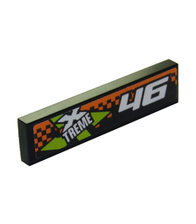Black Tile 1 x 4 with '46' and Xtreme Logo Pattern Model Right (Sticker) - Set 60146