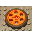 Trans-Neon Orange Technic Wedge Belt Wheel (Pulley) with Black Technic Wedge Belt Wheel Tire