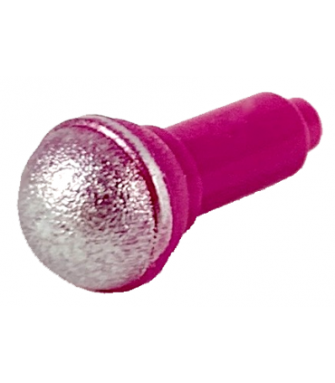 Magenta Minifig, Utensil Microphone with Metallic Silver Top Half Screen Pattern