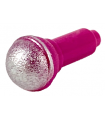 Magenta Minifig, Utensil Microphone with Metallic Silver Top Half Screen Pattern