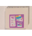 White Panel 1 x 4 x 3 with Side Supports - Hollow Studs with Medium Lavender Bulletin Board Sticker - Set 41015