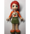 Friends Mia, Olive Green Shorts, White Top with Orange Sleeves and Acorns