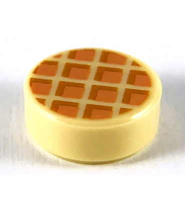 Tan Tile, Round 1 x 1 with Waffle, Nougat Squares with Medium Nougat Edges Pattern