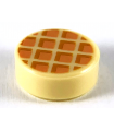 Tan Tile, Round 1 x 1 with Waffle, Nougat Squares with Medium Nougat Edges Pattern