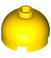 Yellow Brick, Round 2 x 2 Dome Top - Hollow Stud with Bottom Axle Holder x Shape + Orientation