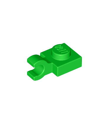 Bright Green Plate, Modified 1 x 1 with Open O Clip Horizontal Thick