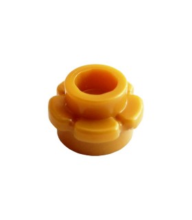 Pearl Gold Plate, Round 1 x 1 with Flower Edge (5 Petals)