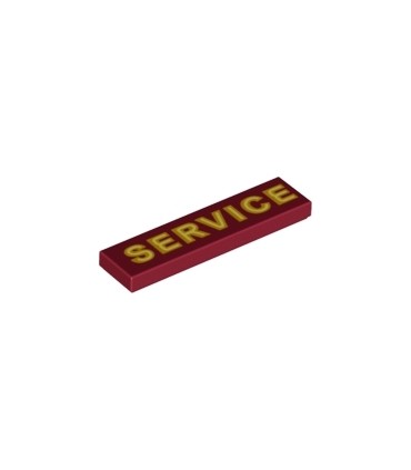 Dark Red Tile 1 x 4 with Yellow 'SERVICE' Pattern