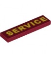 Dark Red Tile 1 x 4 with Yellow 'SERVICE' Pattern