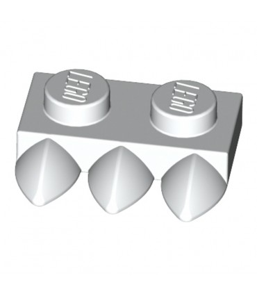 White Plate, Modified 1 x 2 with 3 Teeth (Claws)