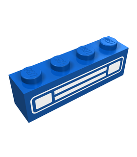 Blue Brick 1 x 4 with Car Grille Chrome Pattern (Surface Print)