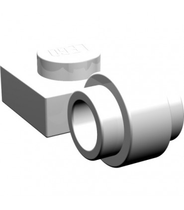 White Plate, Modified 1 x 1 with Clip Light - Thick Ring