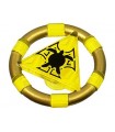 Trans-Yellow Ring with Center Triangle with Gold Bands and Turtle Pattern (Atlantis Treasure Key)