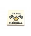 White Tile 2 x 2 with Groove with Star and Checkered Flags and 'TRACK MARSHAL' Pattern (Sticker) - Set 8121