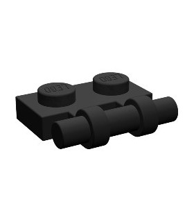 Black Plate, Modified 1 x 2 with Handle on Side - Free Ends