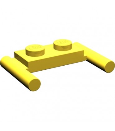 Yellow Plate, Modified 1 x 2 with Handles - Flat Ends, Low Attachment