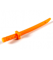 Orange Minifigure, Weapon Sword, Shamshir/Katana (Square Guard) with Capped Pommel and Holes in Crossguard and Blade