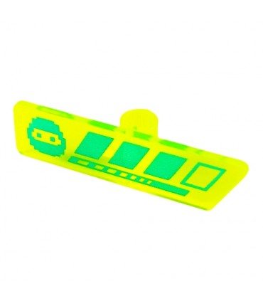 Trans-Neon Green Minifigure, Utensil Gameplayer Label with Medium Azure Ninja Head and Stripes Pattern