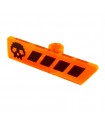 Trans-Neon Orange Minifigure, Utensil Gameplayer Label with Black Skull and Stripes Pattern