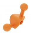 Orange Bionicle Ball Joint 4 x 4 x 2 90 Degree with 2 Ball Joints and Axle Hole
