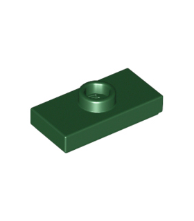 Dark Green Plate, Modified 1 x 2 with 1 Stud with Groove and Bottom Stud Holder (Jumper)