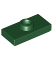 Dark Green Plate, Modified 1 x 2 with 1 Stud with Groove and Bottom Stud Holder (Jumper)