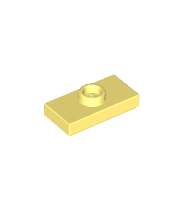 Bright Light Yellow Plate, Modified 1 x 2 with 1 Stud with Groove and Bottom Stud Holder (Jumper)
