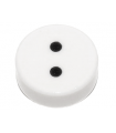 White Tile, Round 1 x 1 with 2 Black Dots Pattern