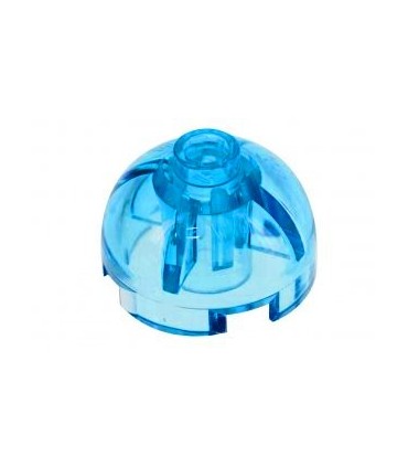 Trans-Light Blue Brick, Round 2 x 2 Dome Top - Hollow Stud with Bottom Axle Holder x Shape + Orientation