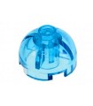 Trans-Light Blue Brick, Round 2 x 2 Dome Top - Hollow Stud with Bottom Axle Holder x Shape + Orientation