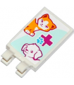 White Tile, Modified 2 x 3 with 2 Clips with Cat, Dog, Red Cross and Animal Paw Pattern (Sticker) - Set 41085
