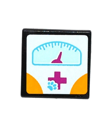 Black Road Sign 2 x 2 Square with Clip with Red Cross, Animal Paw and Weight Scale Pattern