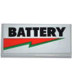 Light Bluish Gray Tile 2 x 4 with 'BATTERY' and Red and Green Lightning Bolt Pattern (Sticker) - Set 70809