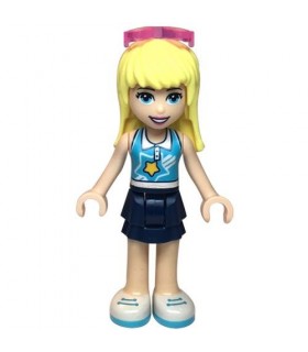 Friends Stephanie, Dark Blue Layered Skirt, Medium Azure and White Top, Sunglasses