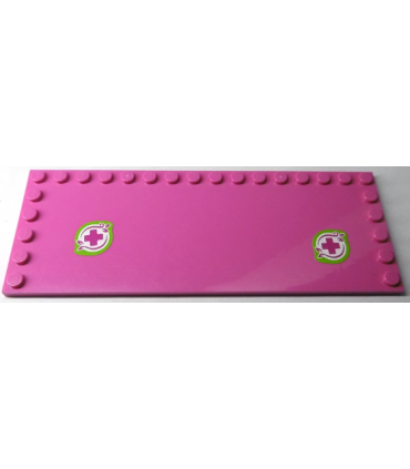 Dark Pink Tile, Modified 6 x 16 with Studs on Edges with Two Magenta Crosses with Lime Border Pattern (Stickers) - Set 41038