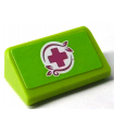 Lime Slope 30 1 x 2 x 2/3 with Magenta Cross with Magenta Border Pattern (Sticker) - Set 41038